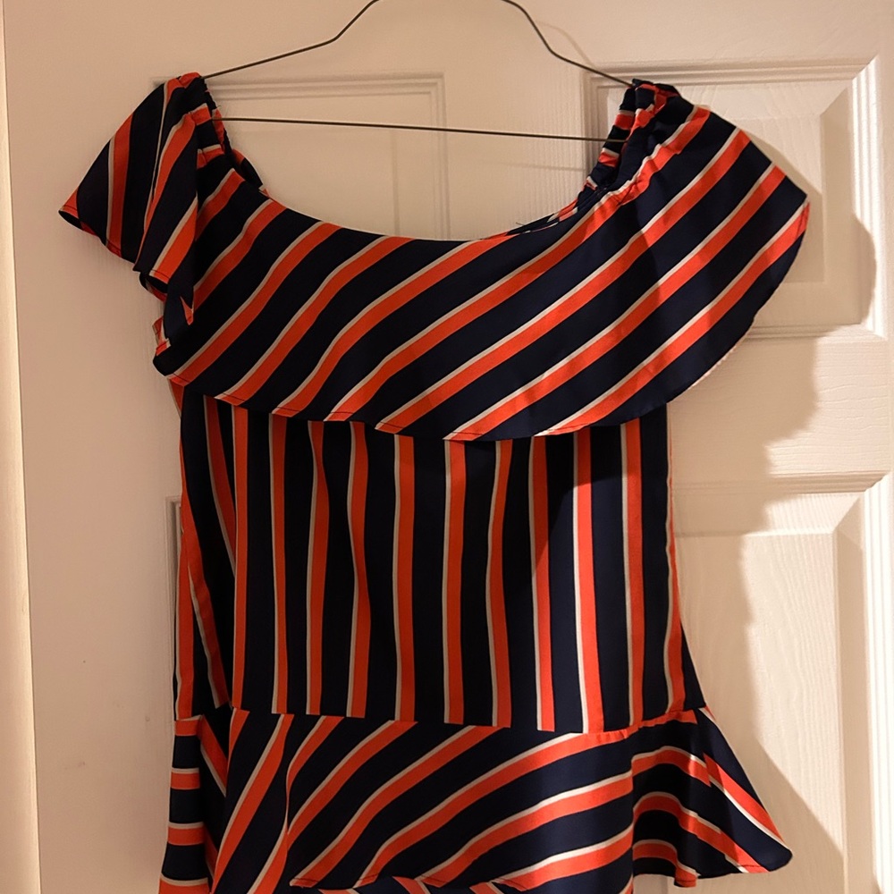 Banana Republic Navy and Red Striped Blouse - Picture 4 of 5
